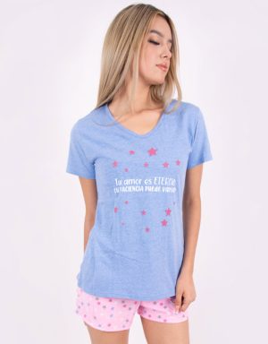 Jms0321 - pijama mujer short TU AMOR ES ETERNO TU PACIENCIA ES VARIABLE