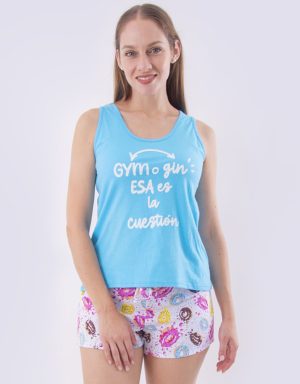 Jms0329 - pijama mujer short GYM O GIN ESA ES LA CUESTIÓN