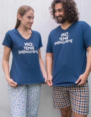 JPA0188 pijama parejas - NO TEMAS EQUIVOCRARTE - ella capri él bermuda