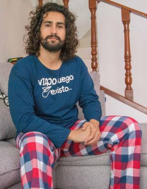 JHI0296 - pijama hombre invierno VIAJE LUEGO EXISTO