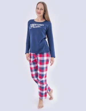 JMI0296 - pijama mujer invierno VIAJO LUEGO EXISTO