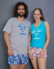 JPA0197 pijama parejas - GYM O GIN ESA ES LA CUESTIÓN - ambos short