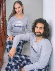 JPA0199 pijama parejas - LISTOS PARA DORMINGUEAR - ambos pantalón