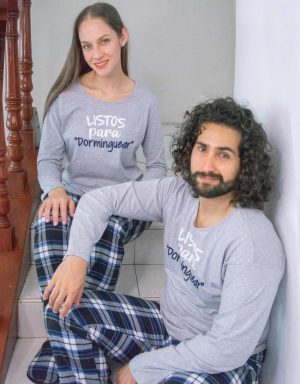 JPA0199 pijama parejas - LISTOS PARA DORMINGUEAR - ambos pantalón