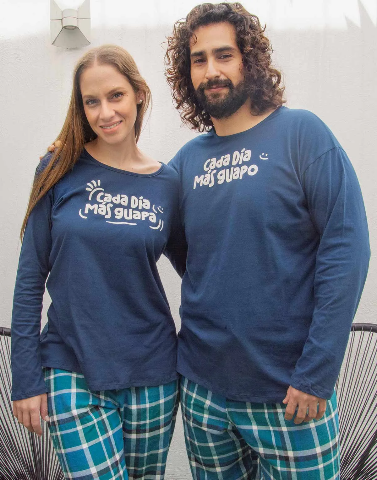 JPA0202 pijama parejas - CADA DÍA MÁS GUAPA/O - ambos pantalón