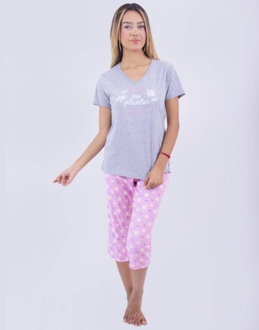 JMC0236 - pijama mujer capri DONDE ME PLANTEN FLOREZCO