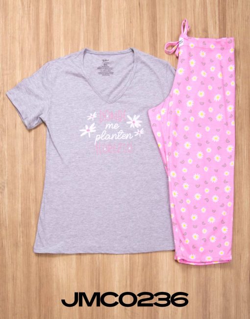 JMC0236 - pijama mujer capri DONDE ME PLANTEN FLOREZCO - Imagen 4