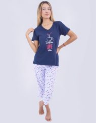 JMC0240 - pijama mujer capri ALL YOU NEED IS LOVE AND COFFEE