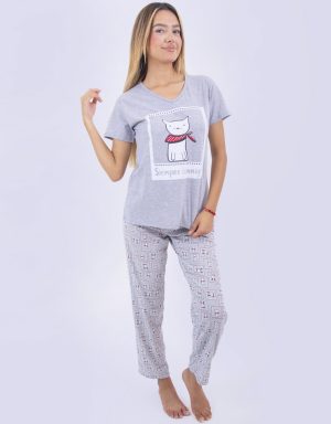 JML0239 - pijama mujer pantalón SIEMPRE CONMIGO GATO