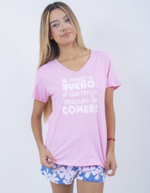 Jms0326 - pijama mujer short MI MAYOR SUEÑO: el que tengo después de COMER!