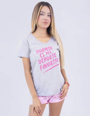 Jms0332 - pijama mujer short DORMIR ES MI DEPORTE FAVORITO