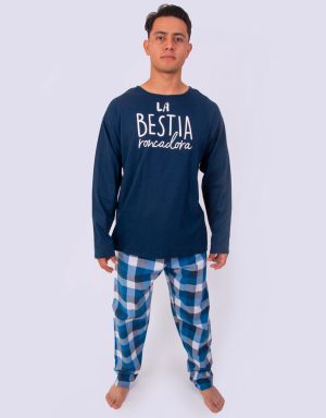 JHI0271 - pijama hombre invierno LA BESTIA RONCADORA