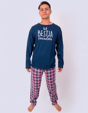 JHI0309 - pijama hombre invierno LA BESTIA RONCADORA