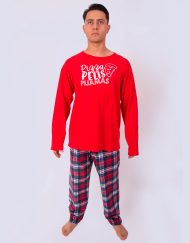 JHI0325 - pijama hombre invierno PIZZA PELIS PIJAMAS