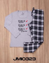 JMI0323 - pijama mujer invierno PLAN A PLAN B DORMIR, PLAN C COMER Y DORMIR