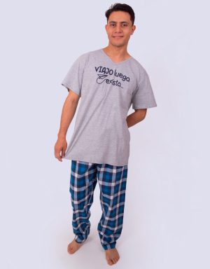 Jhl0194 - pijama hombre pantalón VIAJO LUEGO EXISTO
