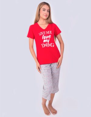 JMC0244 - pijama mujer capri LOVE ME LOVE MY DOG