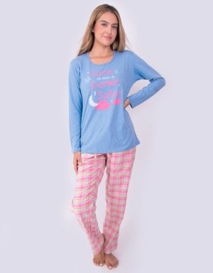 Jmi0301 - pijama mujer invierno SONRIE ES HORA DE DORMIR Y SOÑAR