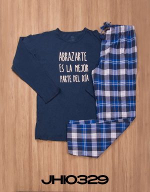 JHI0329 - pijama hombre invierno ABRAZARTE ES LA MEJOR PARTE DEL DÍA