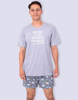 JHS0102 - pijama hombre short DORMIR ES MI DEPORTE FAVORITO
