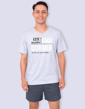 JHS0105 - pijama hombre short ESTE HOMBRE AMA DORMIR sin ser interrumpido