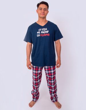 JHL0191 - pijama hombre pantalón LA VIDA ES MEJOR EN PIJAMA