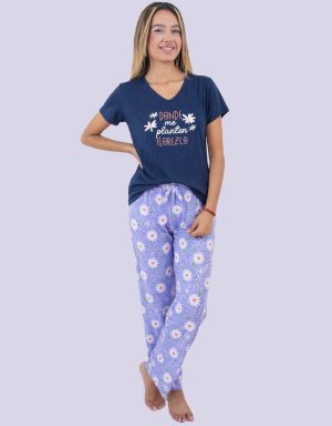 JML0241 - pijama mujer pantalón DONDE ME PLANTEN FLOREZCO