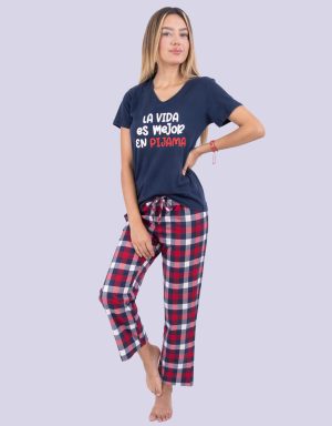 JML0243 - pijama mujer pantalón LA VIDA ES MEJOR EN PIJAMA