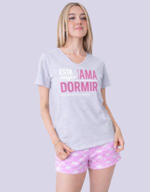 JMS0354 - pijama mujer short ESTA MUJER AMA DORMIR sin ser interrumpida
