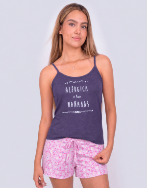 JMS0355 - pijama mujer short ALÉRGICA A LAS MAÑANAS