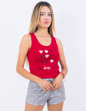 JMS0359 - pijama mujer short LOVE ALWAYS WINS