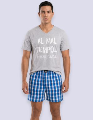 JHS0107 - pijama hombre short AL MAL TIEMPO...buena cama