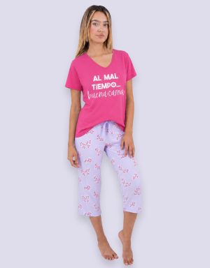 JMC0257 - pijama mujer capri AL MAL TIEMPO... BUENA CAMA