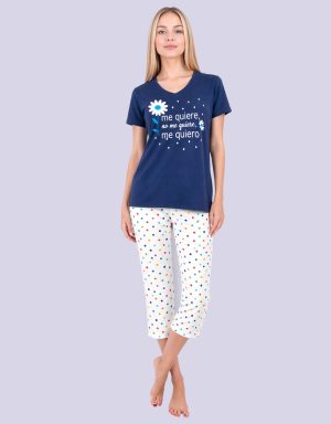 JMC0267 - pijama mujer capri ME QUIERE, NO ME QUIERE... ME QUIERO